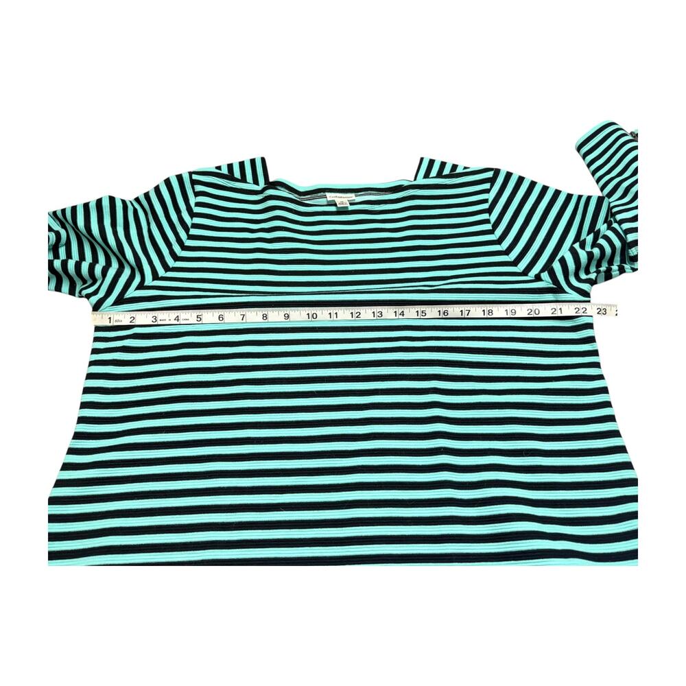 Croft & Barrow Teal Black Stripe Top 1X - Picture 4 of 6